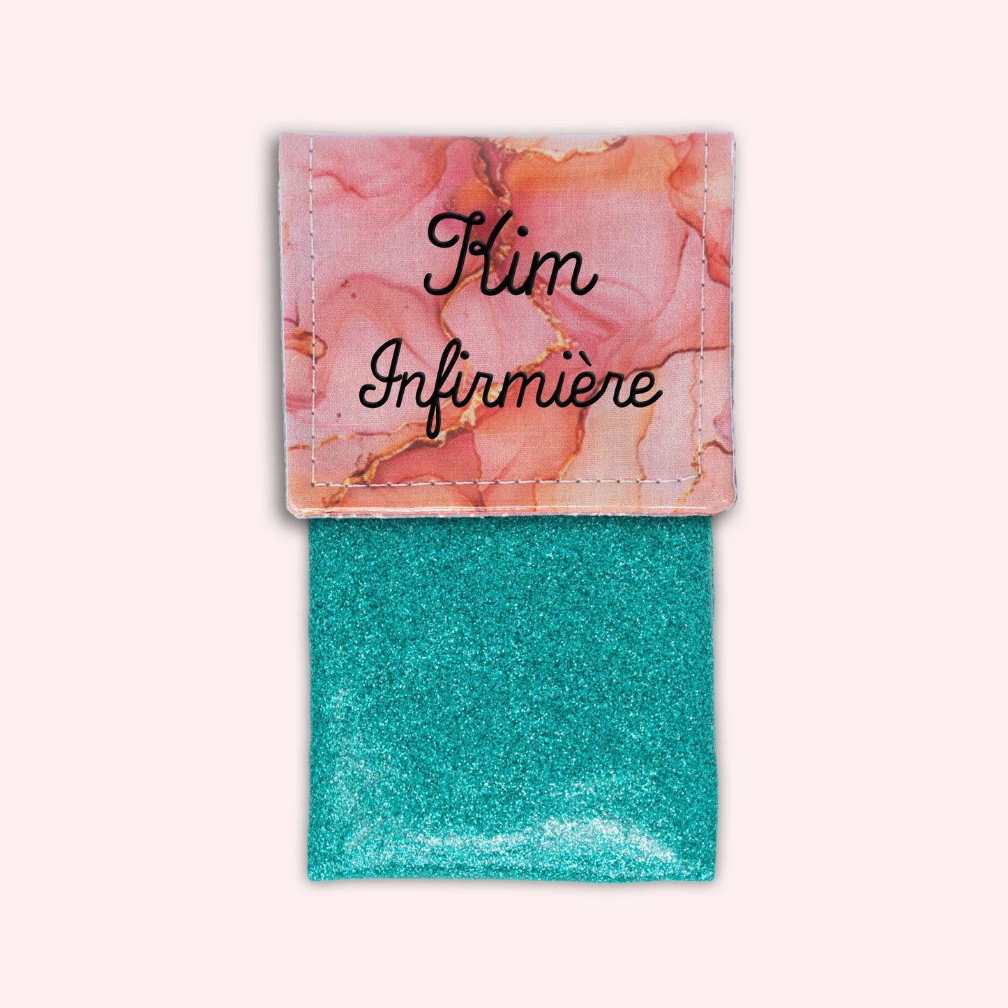 Pochette aimantée Marbre Corail Doré