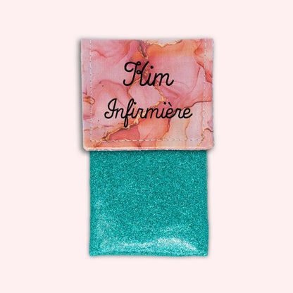 Pochette aimantée Marbre Corail Doré