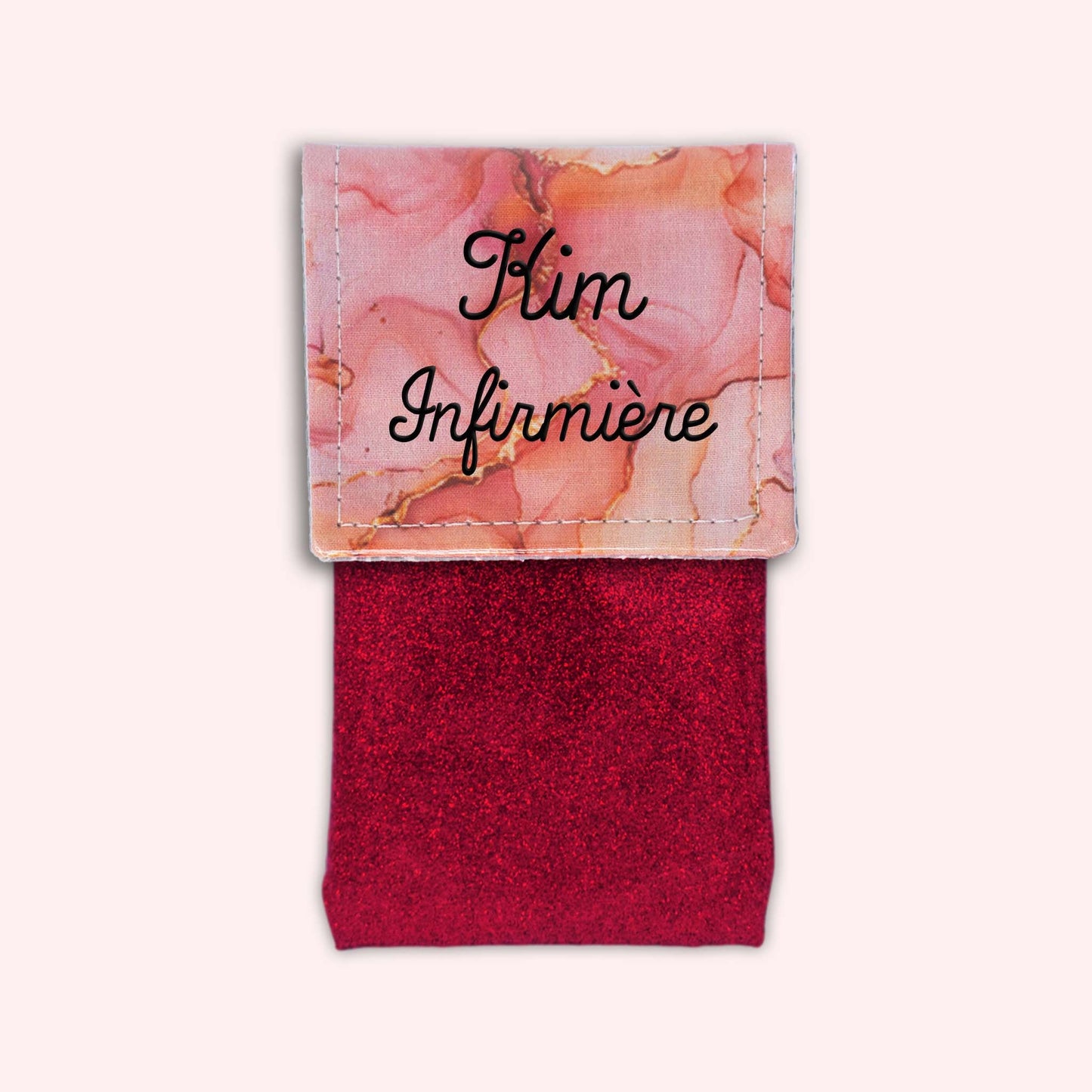 Pochette aimantée Marbre Corail Doré