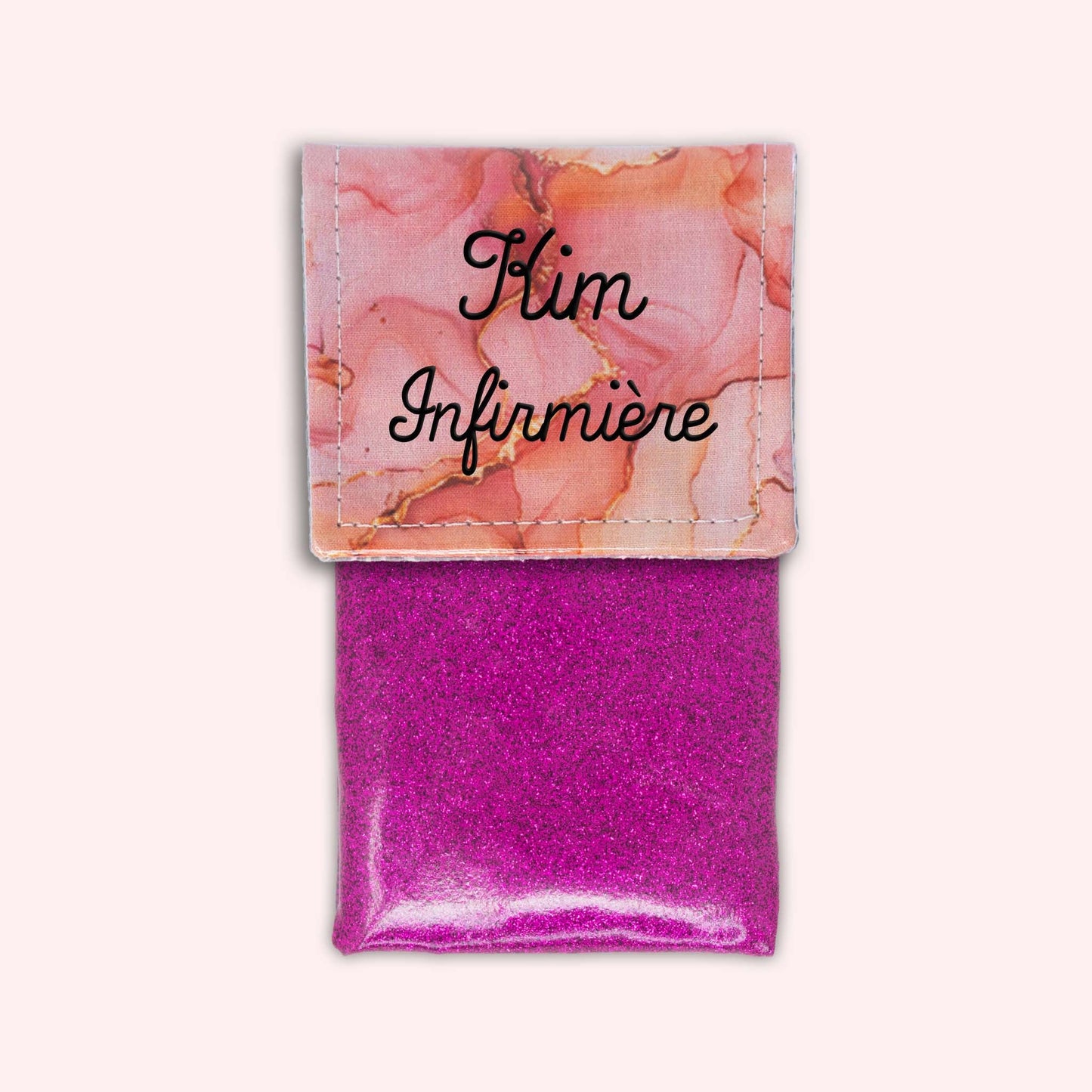 Pochette aimantée Marbre Corail Doré