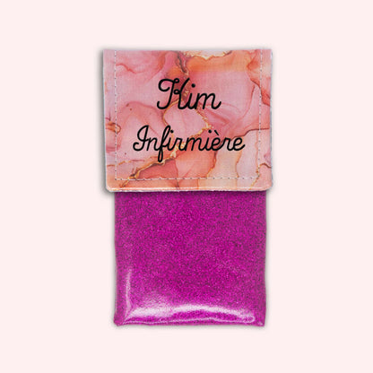 Pochette aimantée Marbre Corail Doré