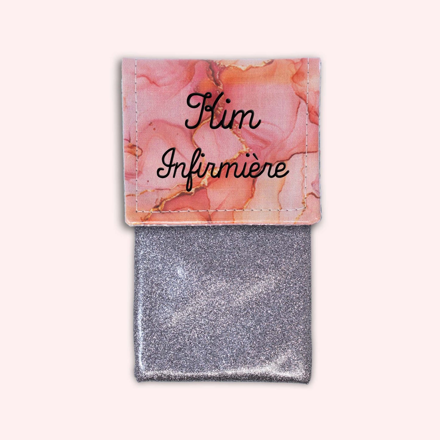 Pochette aimantée Marbre Corail Doré