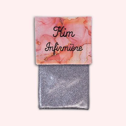 Pochette aimantée Marbre Corail Doré