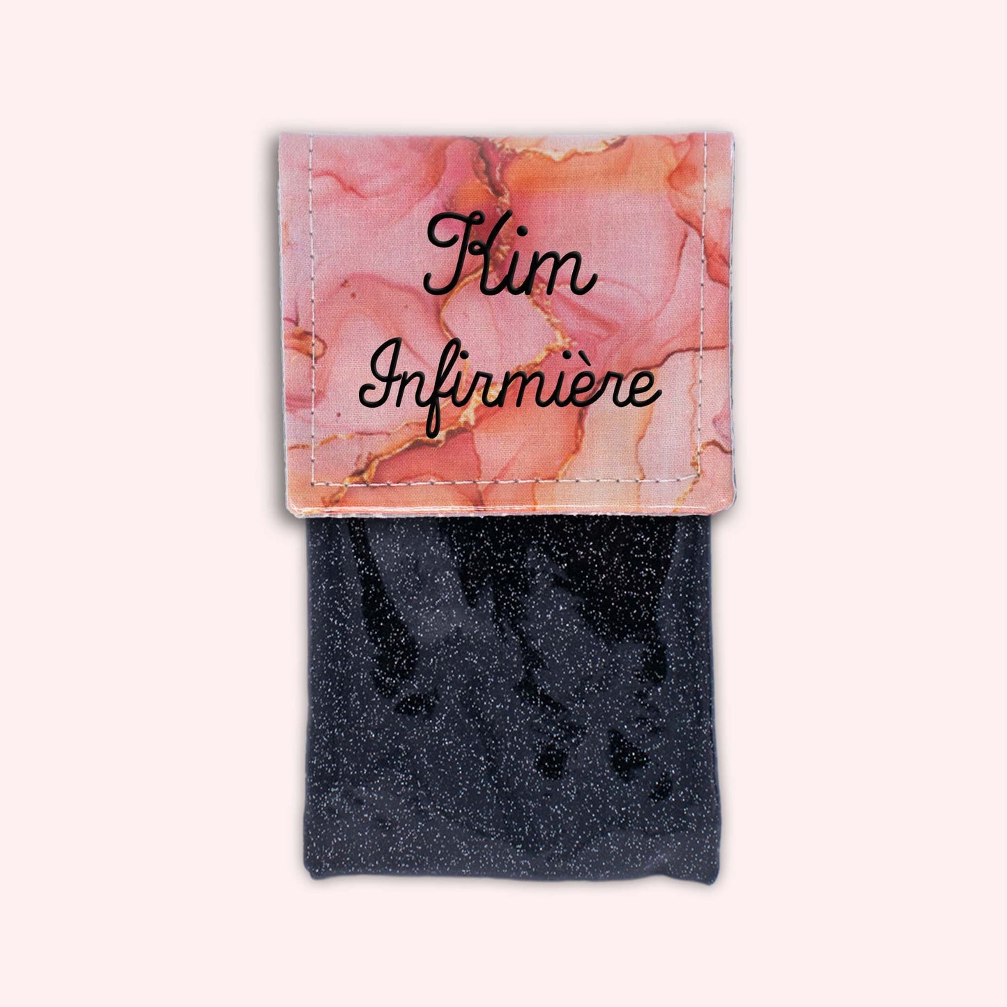 Pochette aimantée Marbre Corail Doré