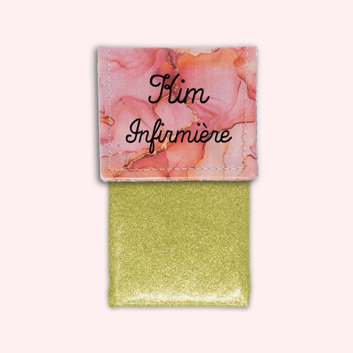 Pochette aimantée Marbre Corail Doré