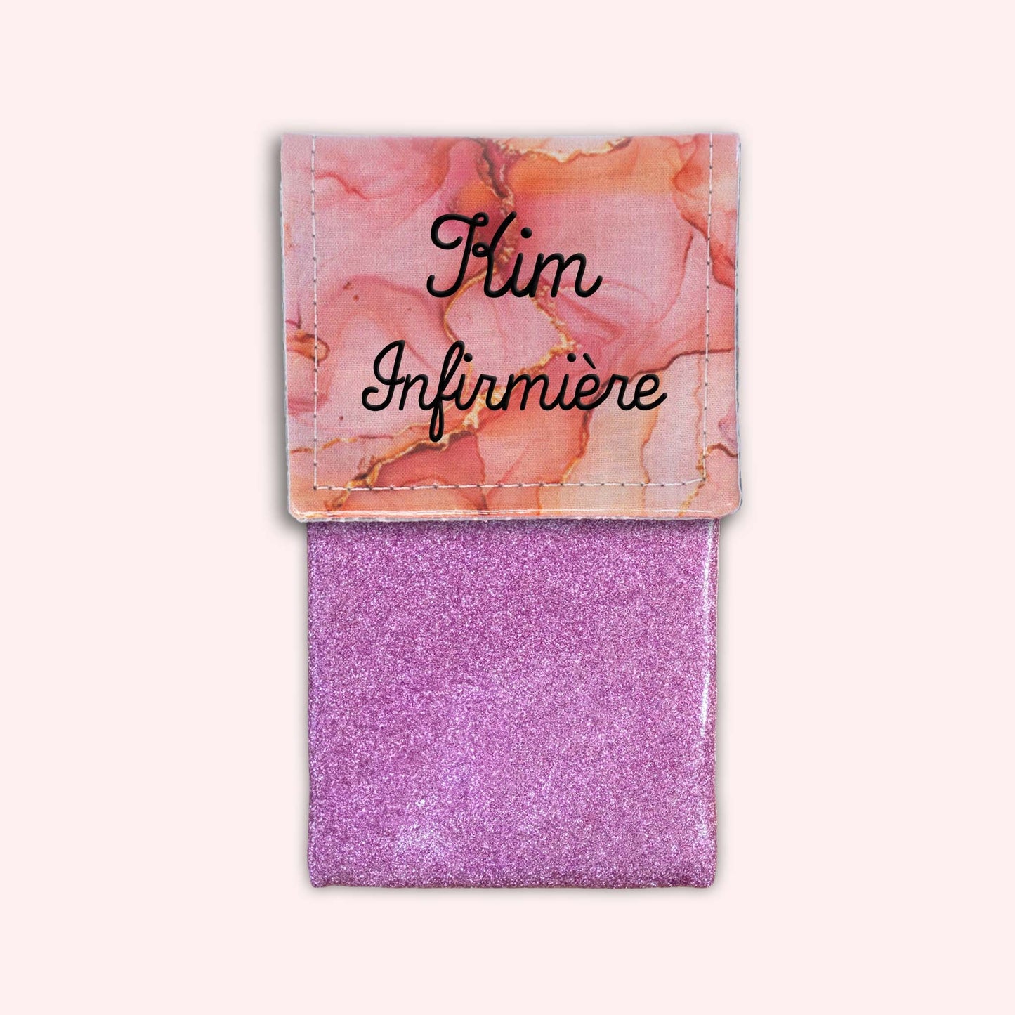 Pochette aimantée Marbre Corail Doré