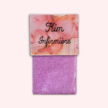 Pochette aimantée Marbre Corail Doré