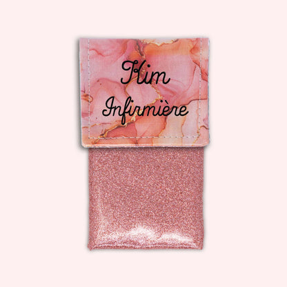 Pochette aimantée Marbre Corail Doré