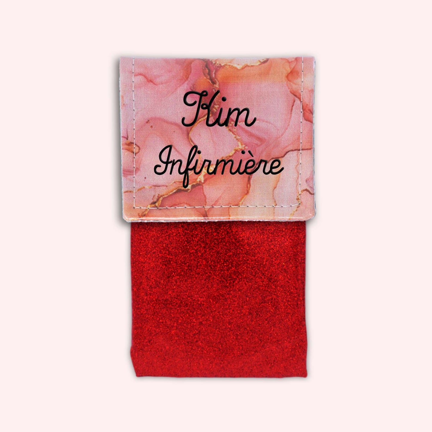 Pochette aimantée Marbre Corail Doré