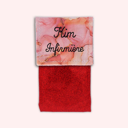 Pochette aimantée Marbre Corail Doré