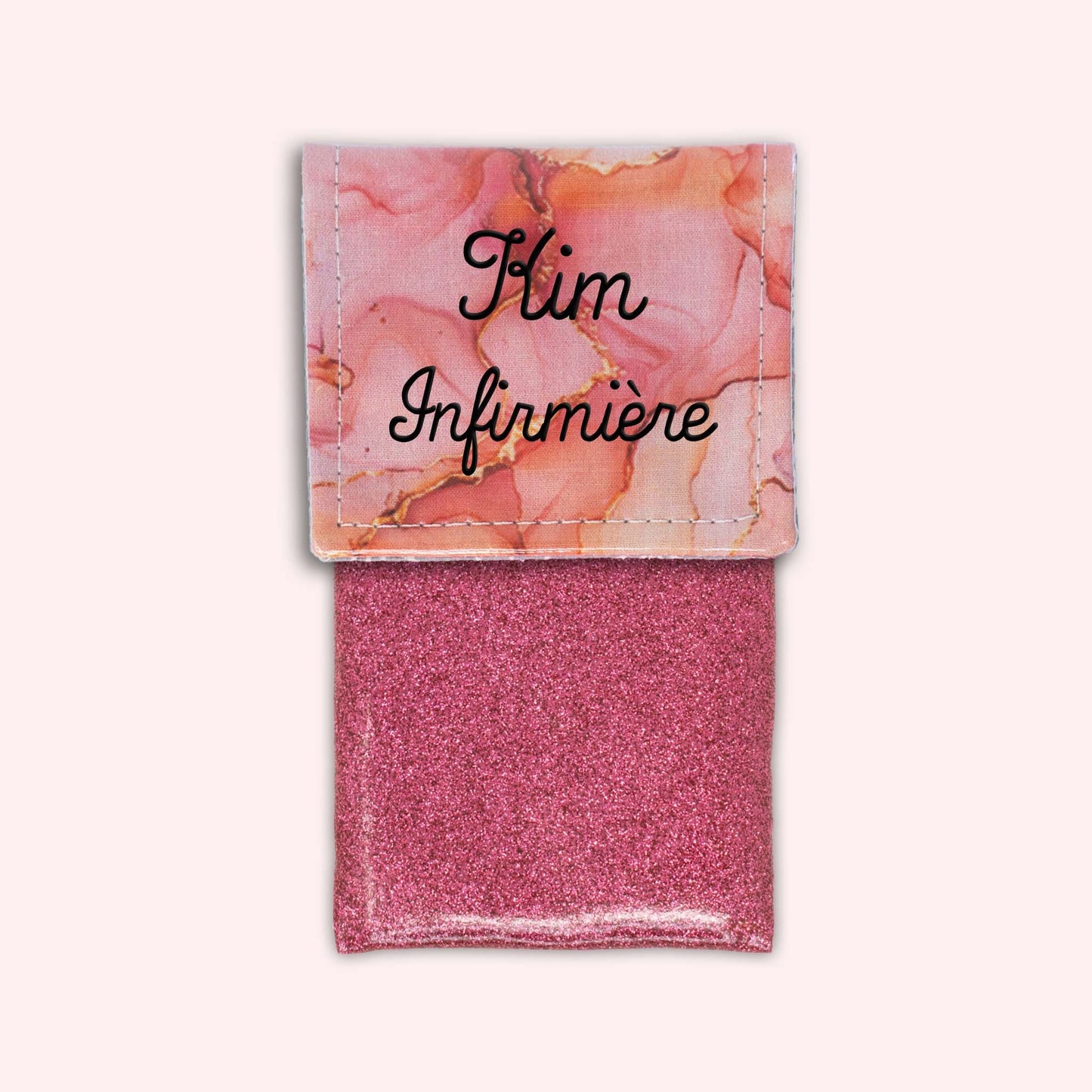 Pochette aimantée Marbre Corail Doré