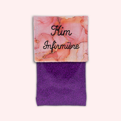 Pochette aimantée Marbre Corail Doré