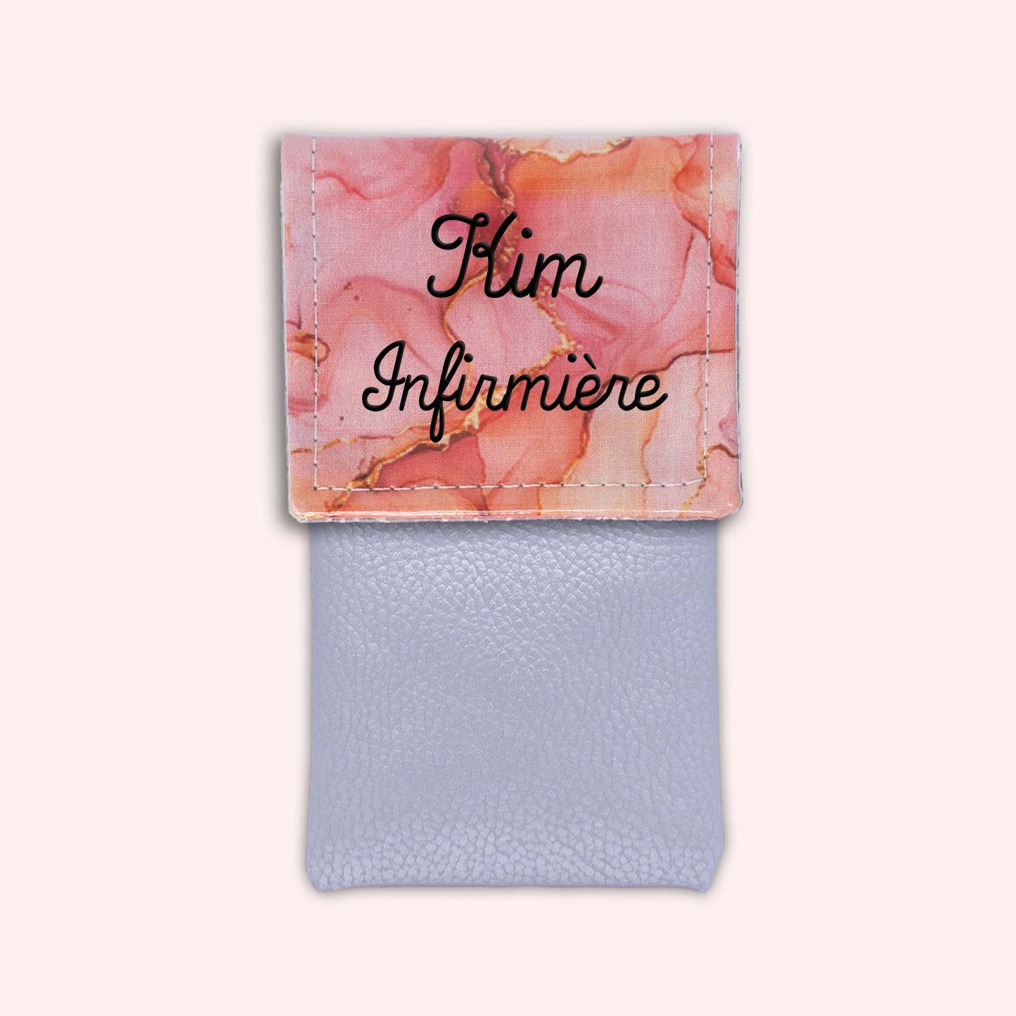 Pochette aimantée Marbre Corail Doré