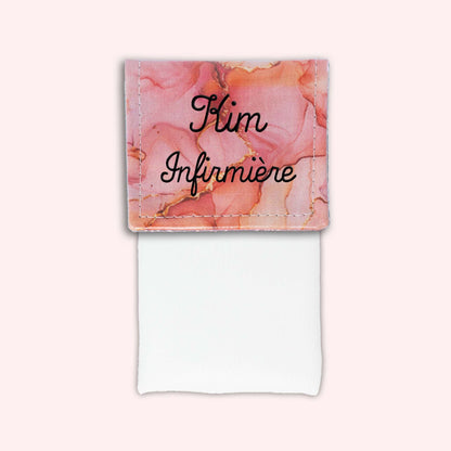 Pochette aimantée Marbre Corail Doré