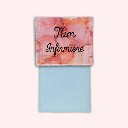 Pochette aimantée Marbre Corail Doré