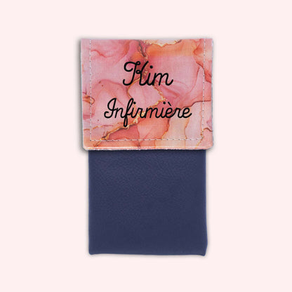 Pochette aimantée Marbre Corail Doré