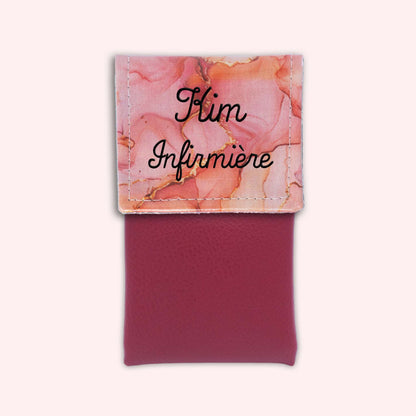 Pochette aimantée Marbre Corail Doré