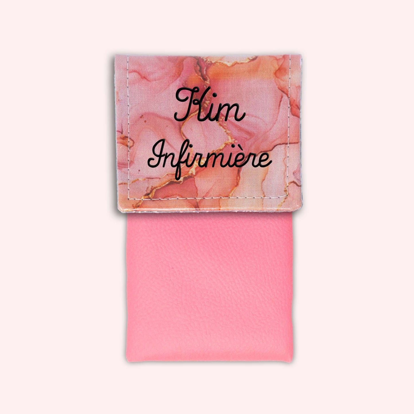 Pochette aimantée Marbre Corail Doré