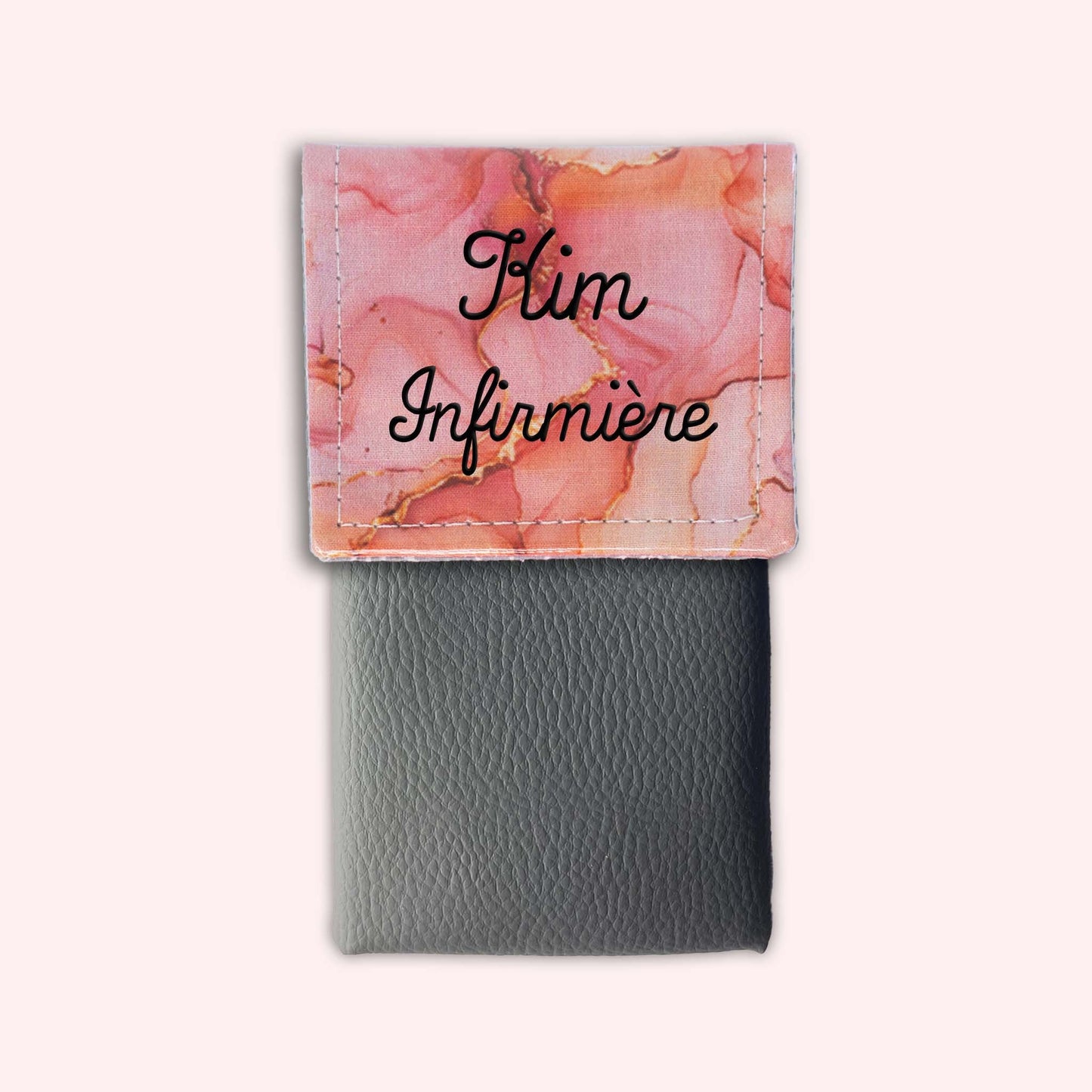 Pochette aimantée Marbre Corail Doré