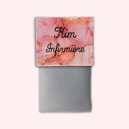 Pochette aimantée Marbre Corail Doré