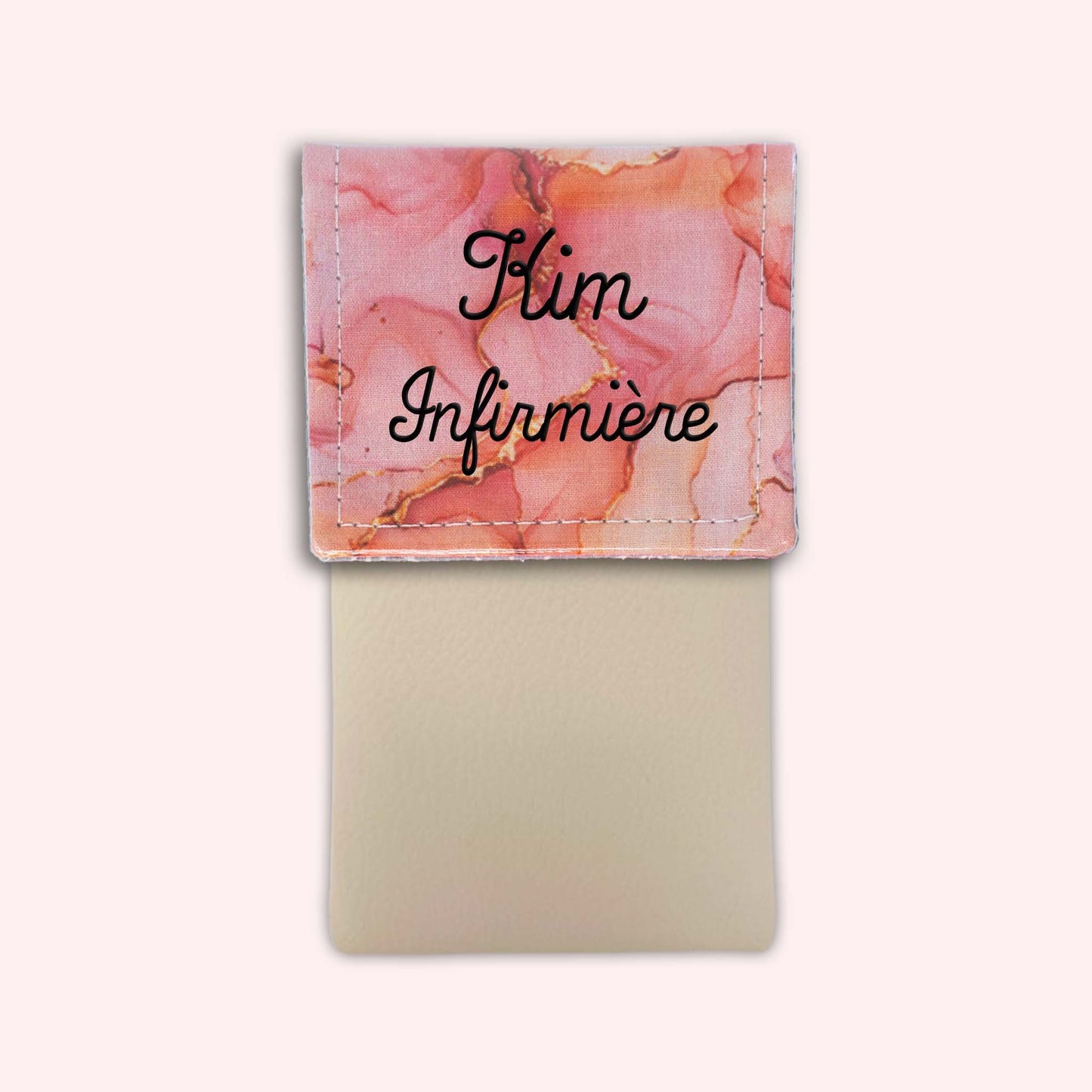 Pochette aimantée Marbre Corail Doré