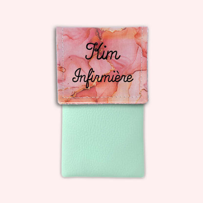 Pochette aimantée Marbre Corail Doré