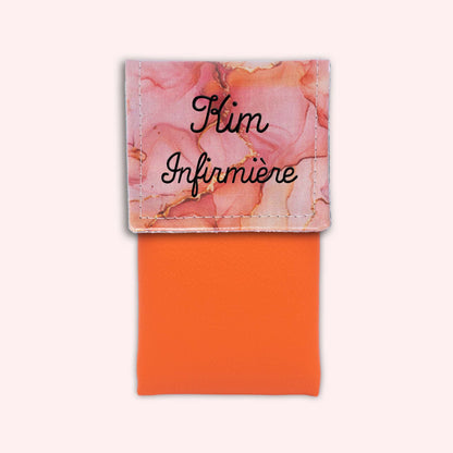 Pochette aimantée Marbre Corail Doré