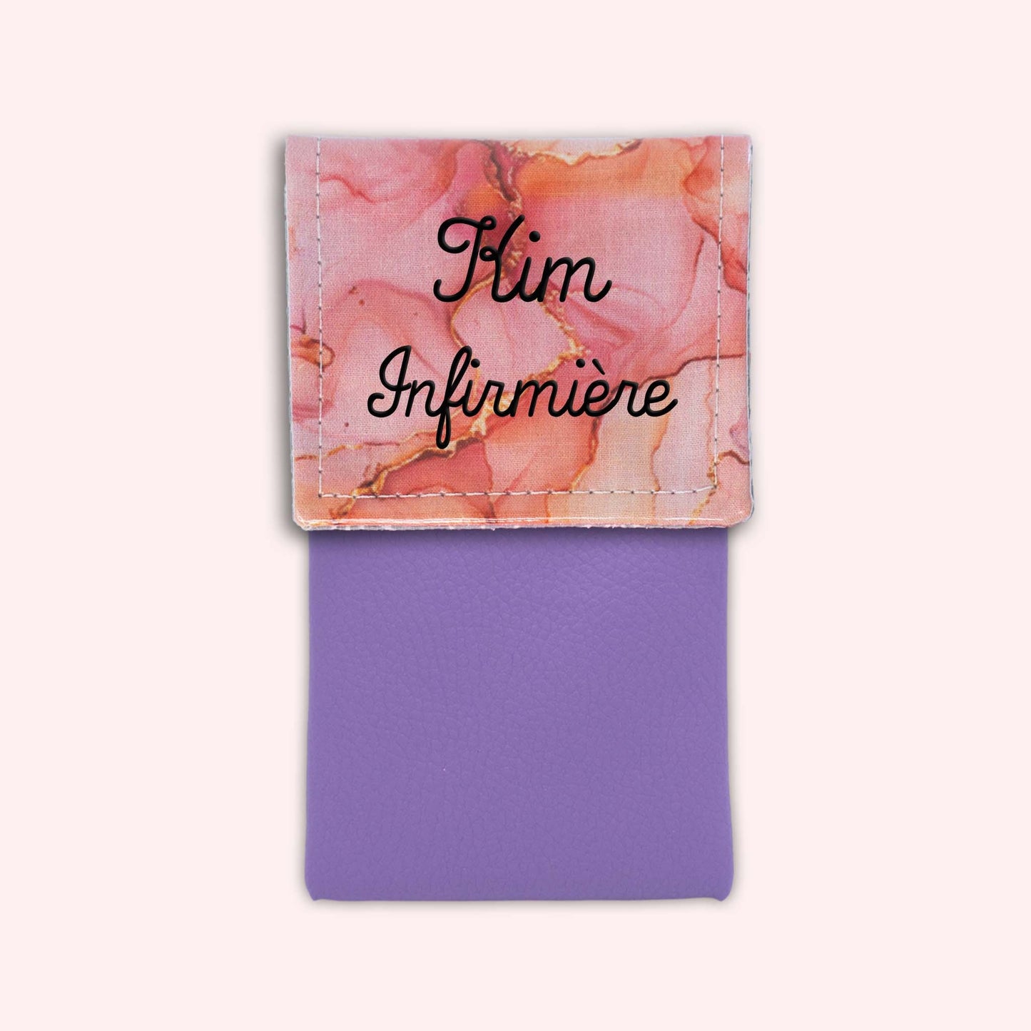 Pochette aimantée Marbre Corail Doré