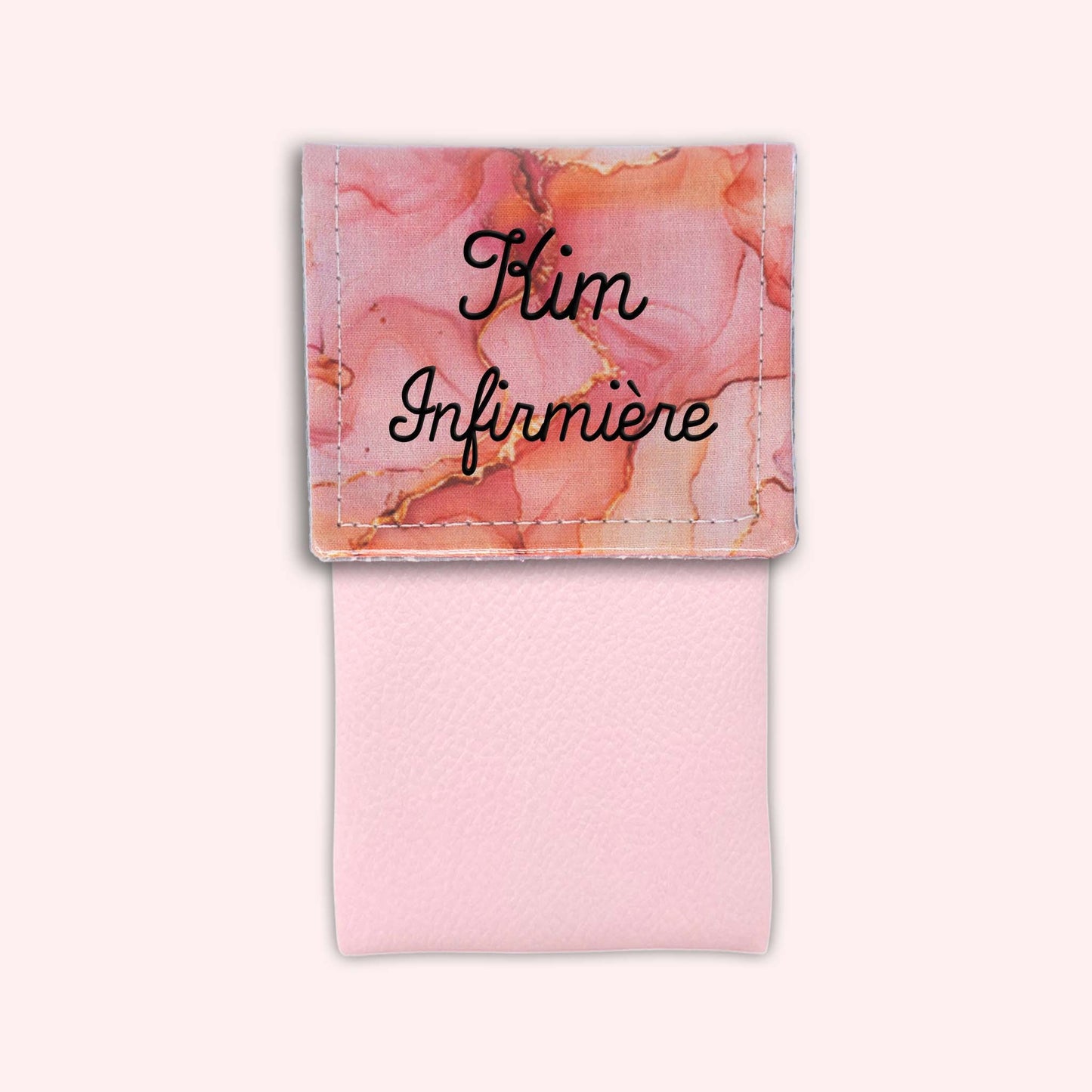 Pochette aimantée Marbre Corail Doré