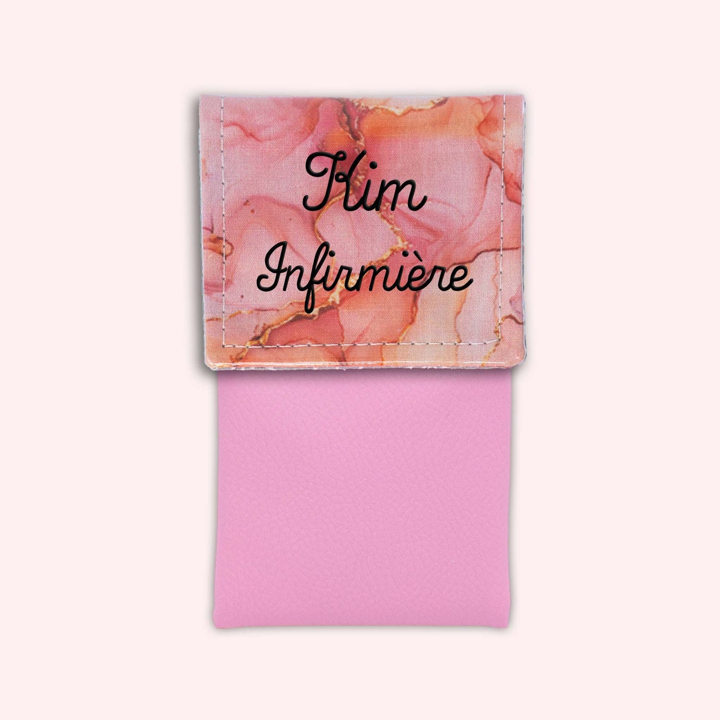 Pochette aimantée Marbre Corail Doré