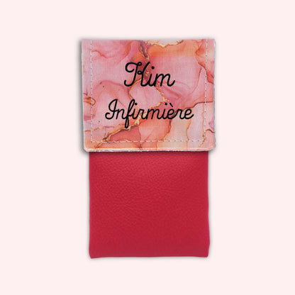 Pochette aimantée Marbre Corail Doré
