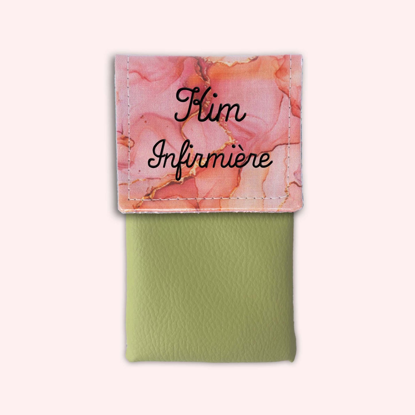 Pochette aimantée Marbre Corail Doré