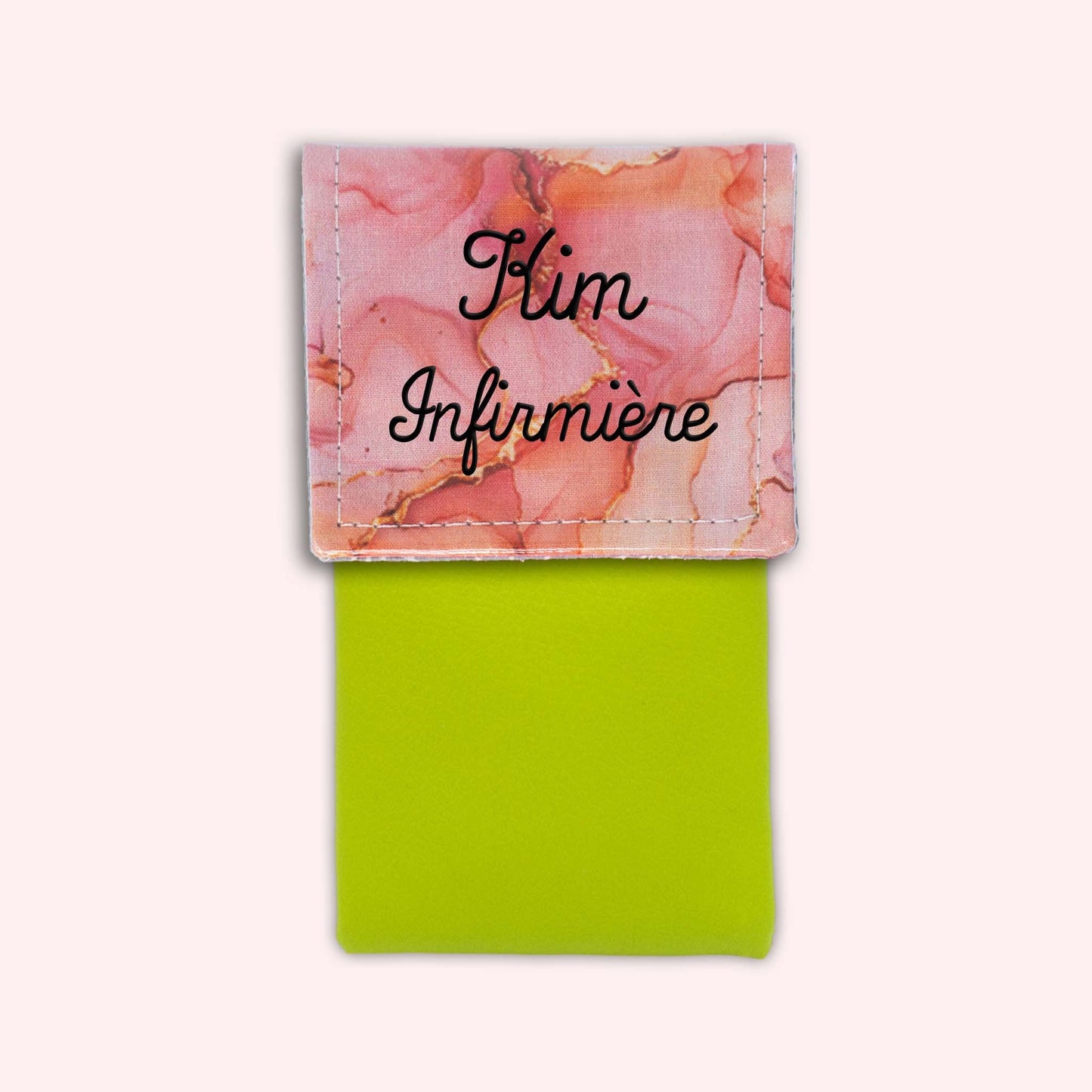 Pochette aimantée Marbre Corail Doré