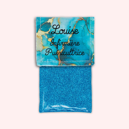 Pochette aimantée Marbre Turquoise Doré