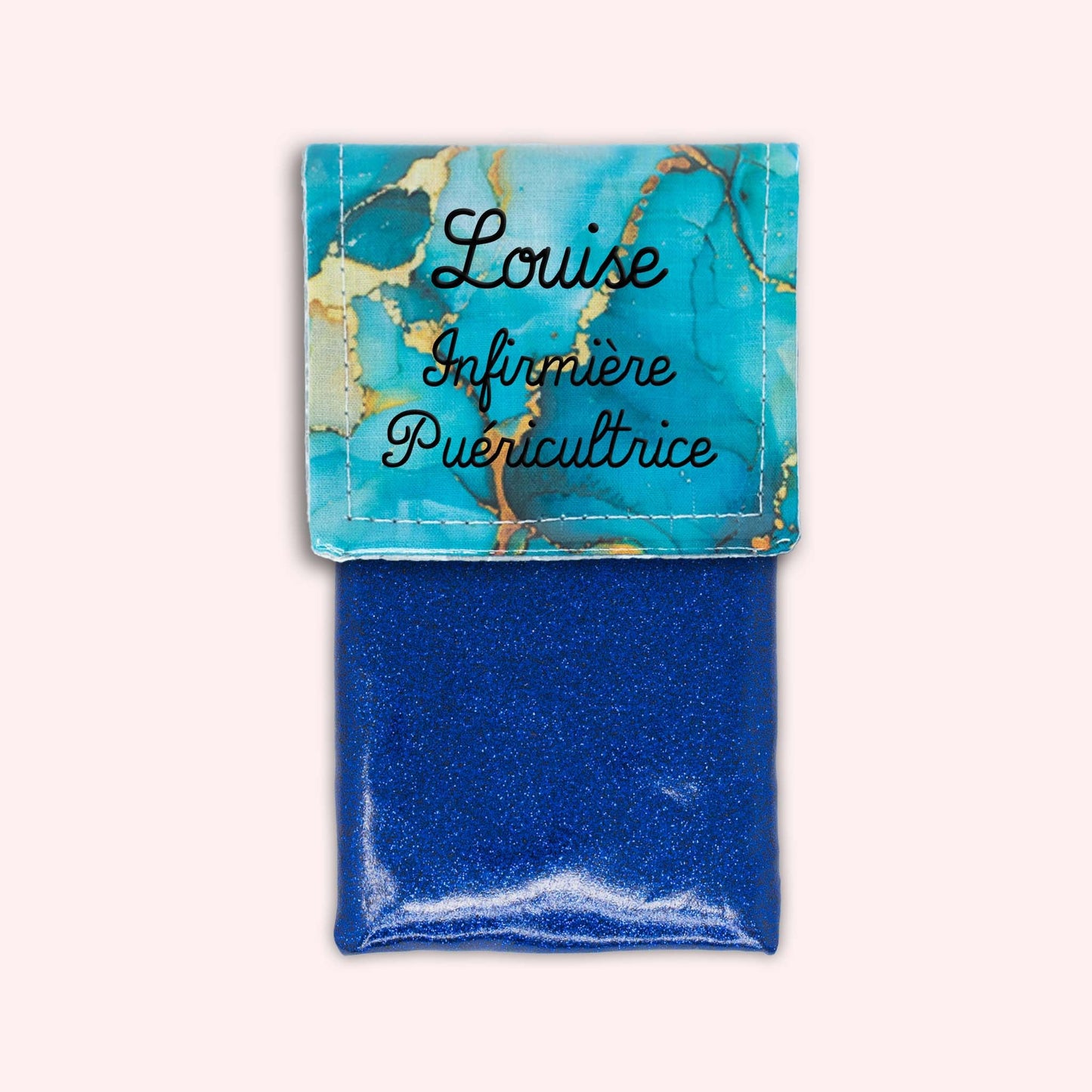 Pochette aimantée Marbre Turquoise Doré