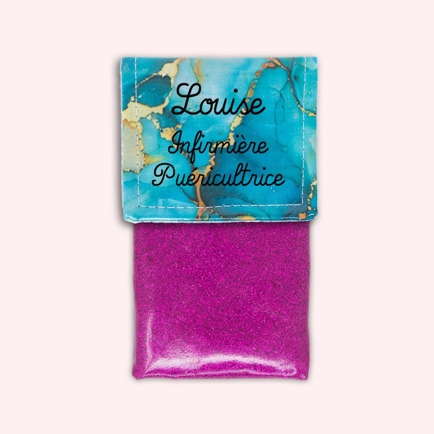 Pochette aimantée Marbre Turquoise Doré