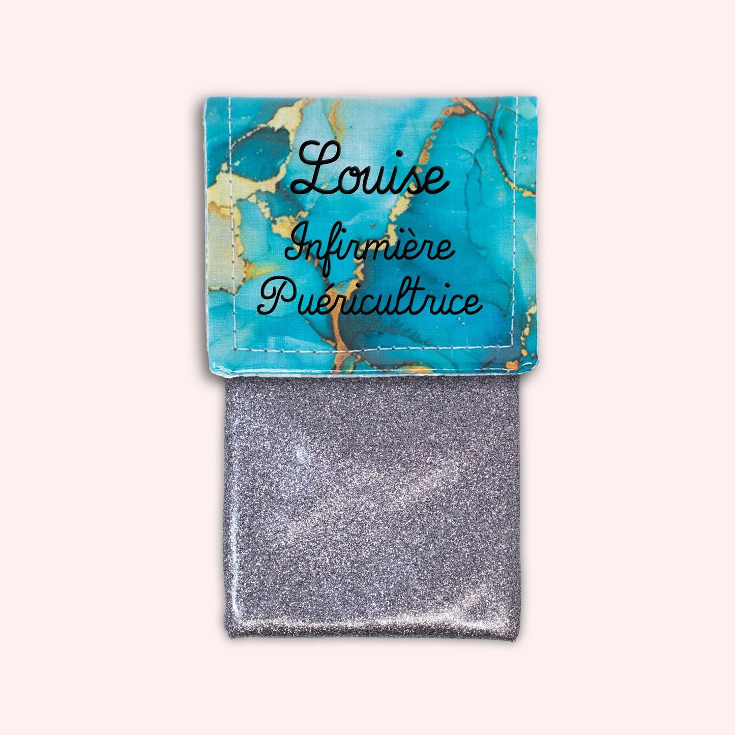 Pochette aimantée Marbre Turquoise Doré