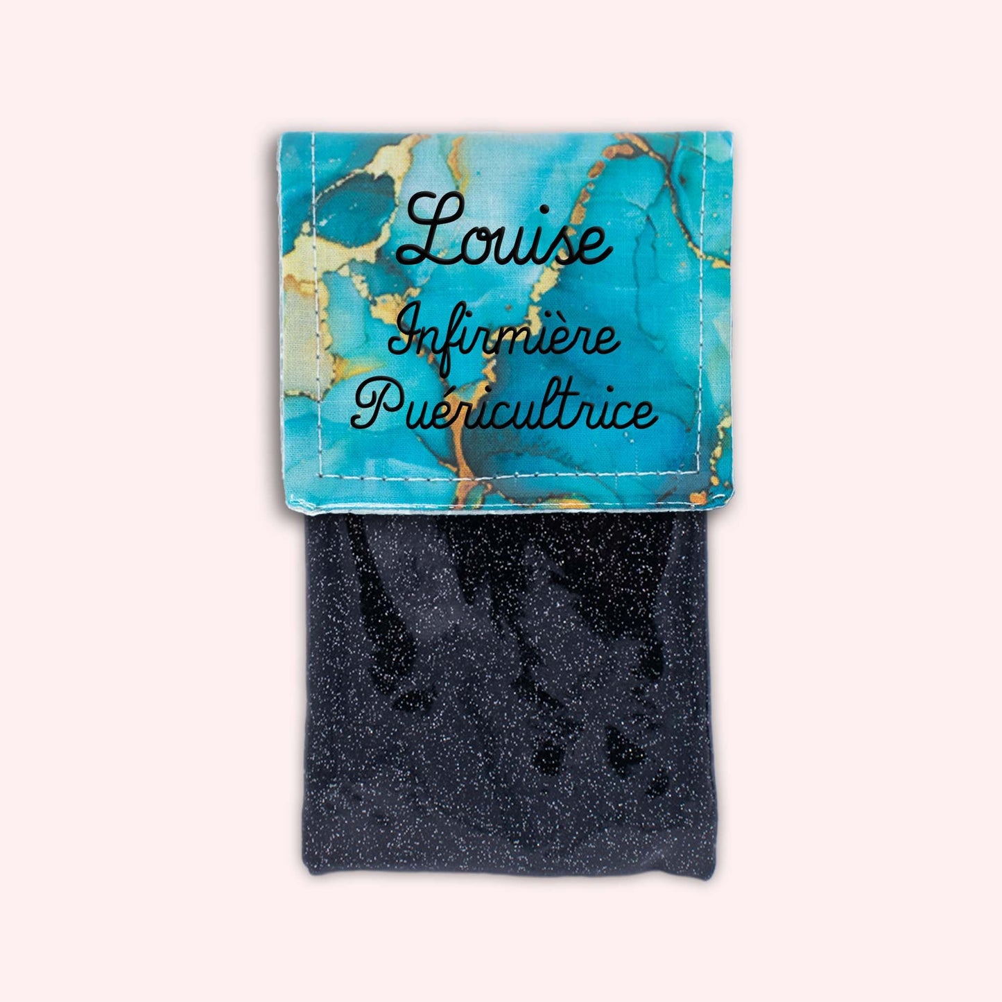 Pochette aimantée Marbre Turquoise Doré