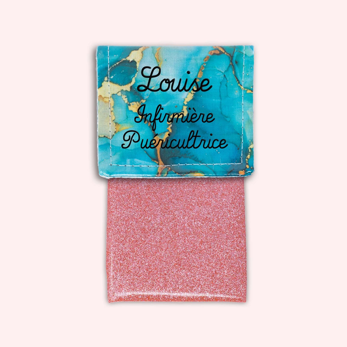 Pochette aimantée Marbre Turquoise Doré
