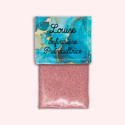 Pochette aimantée Marbre Turquoise Doré