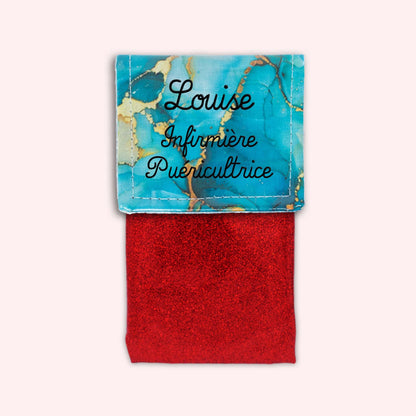 Pochette aimantée Marbre Turquoise Doré