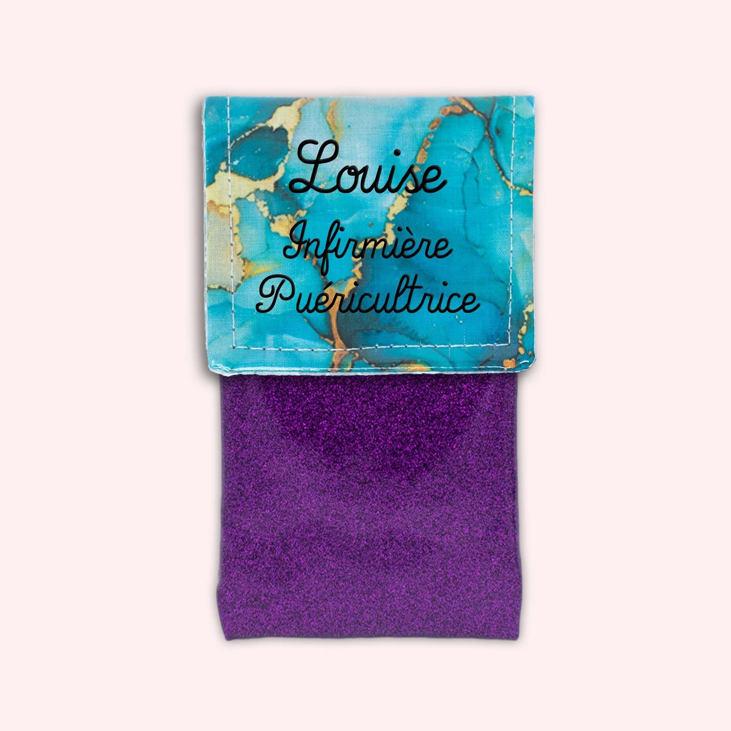 Pochette aimantée Marbre Turquoise Doré