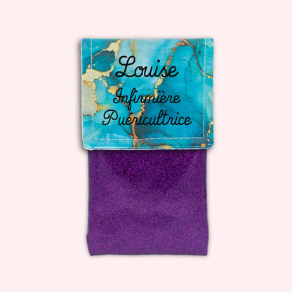 Pochette aimantée Marbre Turquoise Doré