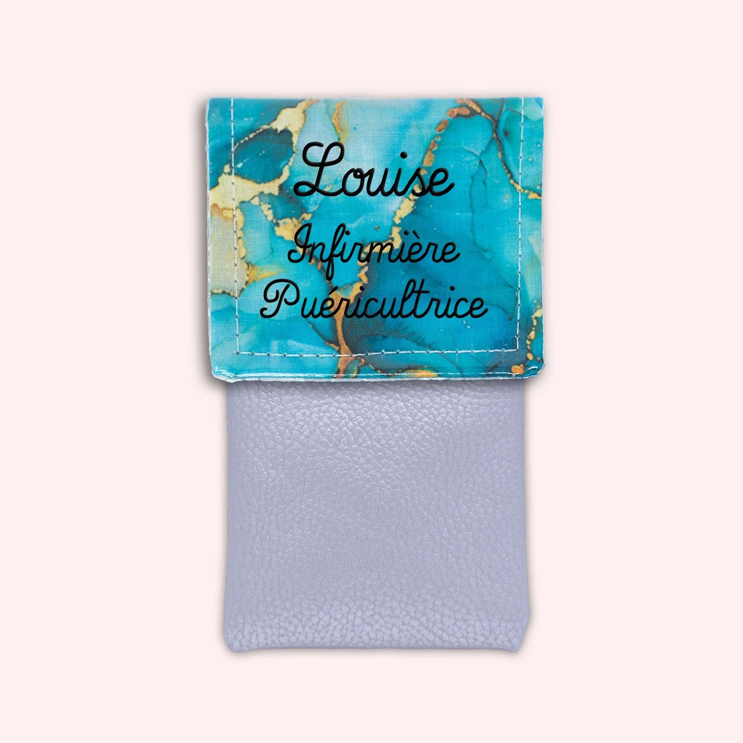 Pochette aimantée Marbre Turquoise Doré