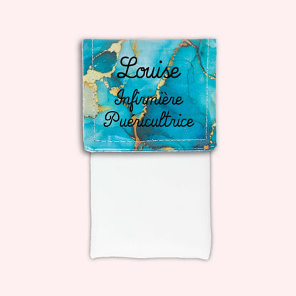 Pochette aimantée Marbre Turquoise Doré