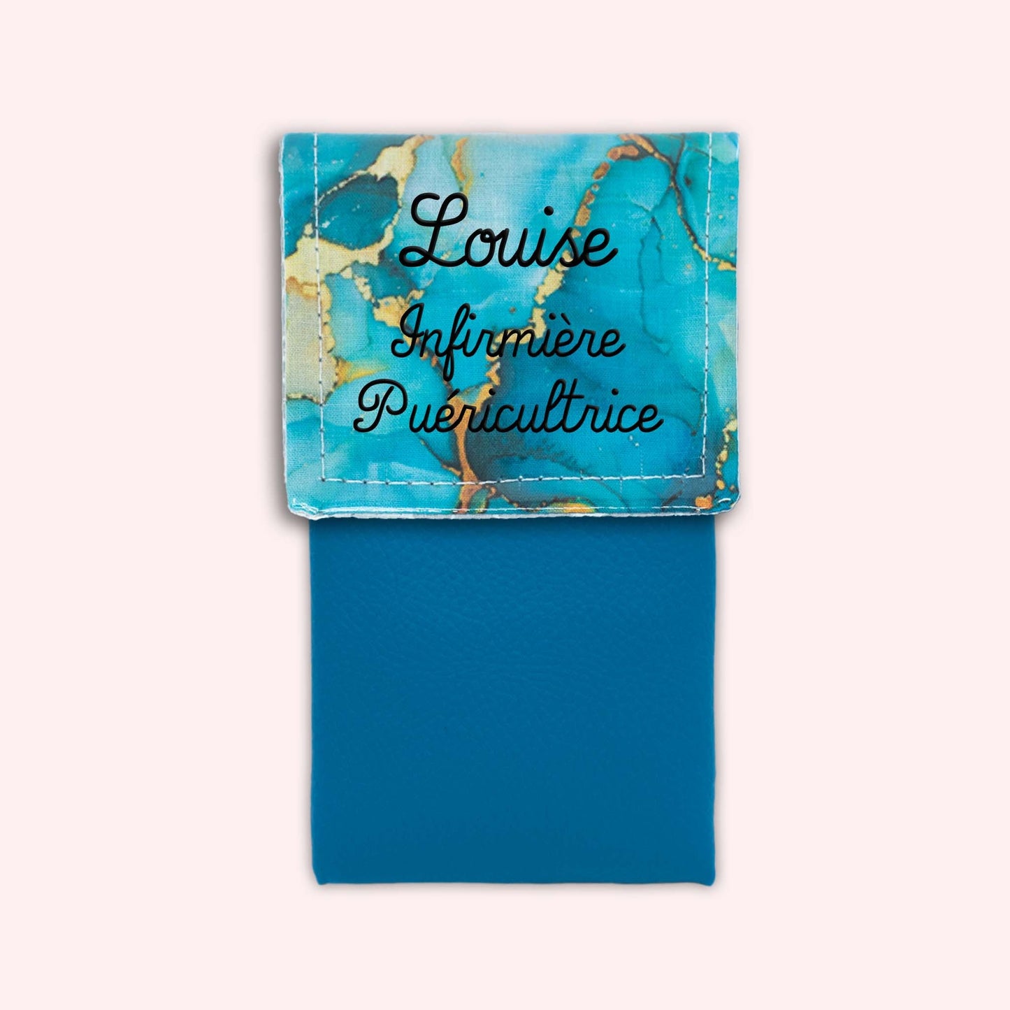 Pochette aimantée Marbre Turquoise Doré