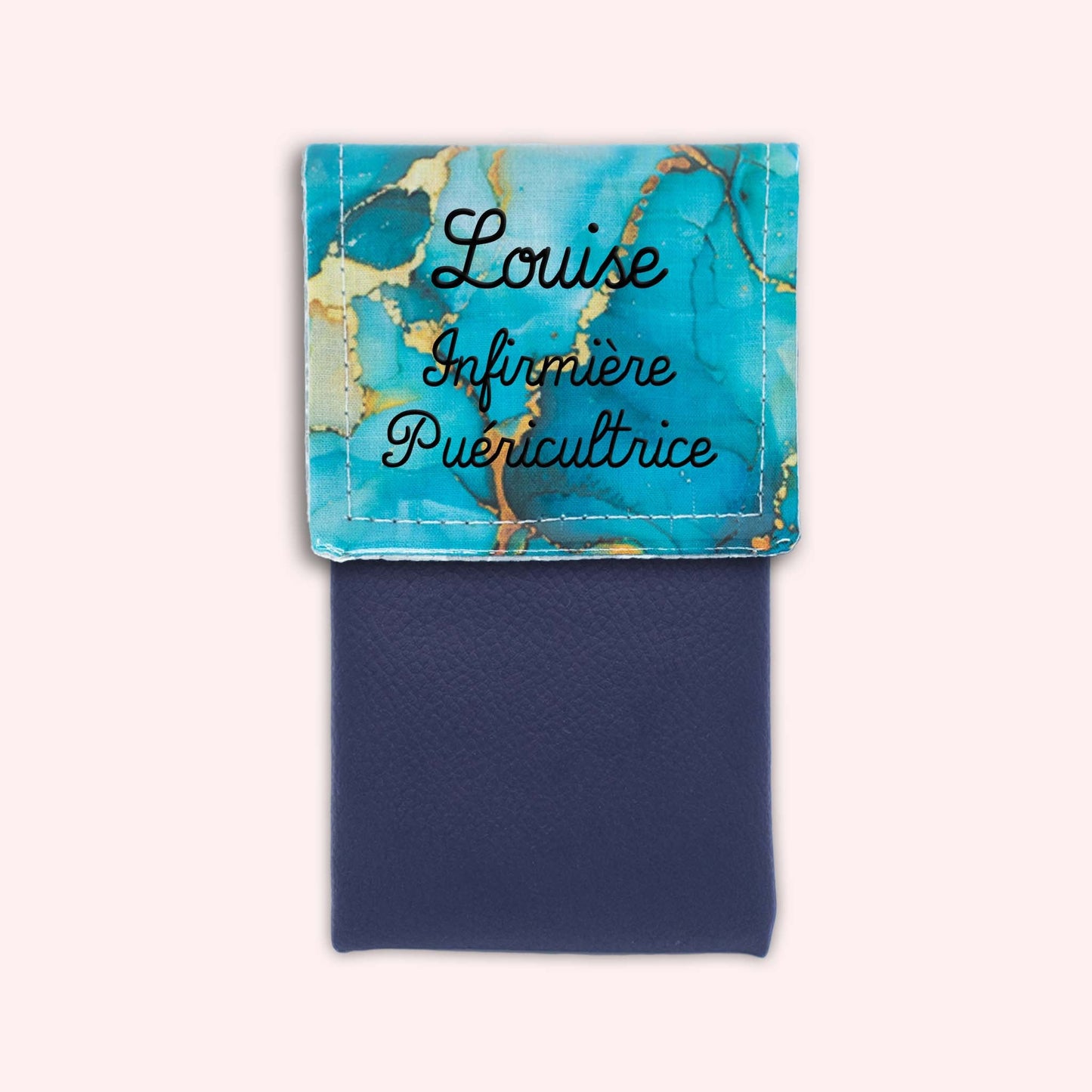 Pochette aimantée Marbre Turquoise Doré