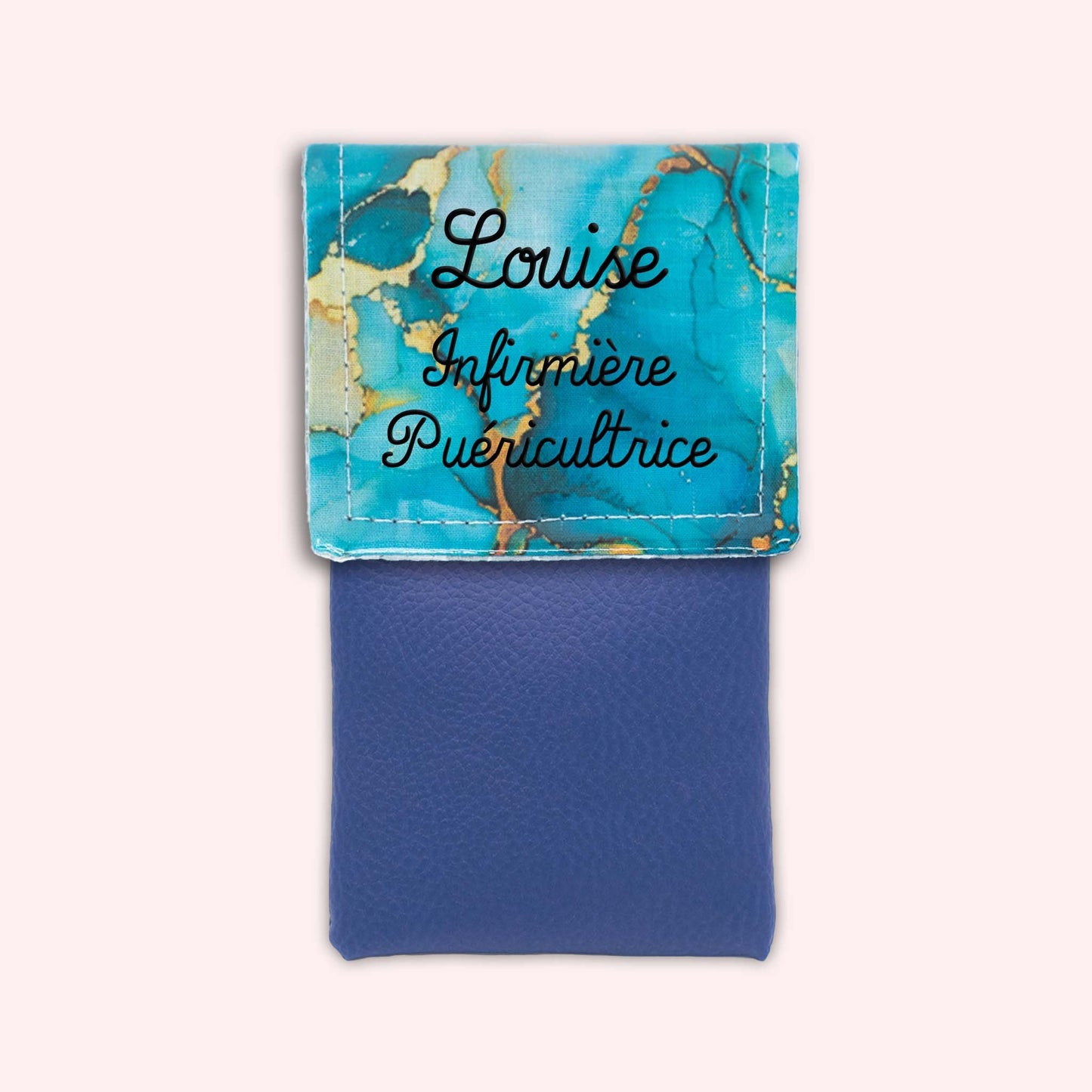 Pochette aimantée Marbre Turquoise Doré
