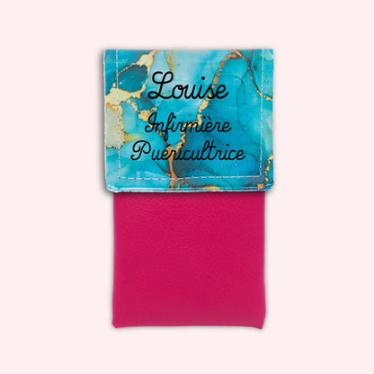 Pochette aimantée Marbre Turquoise Doré