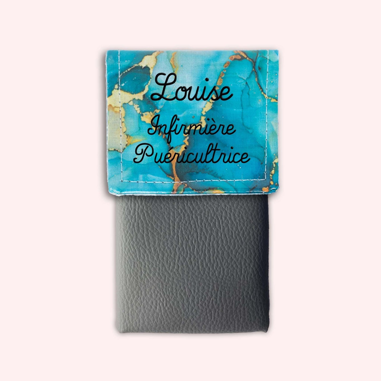 Pochette aimantée Marbre Turquoise Doré